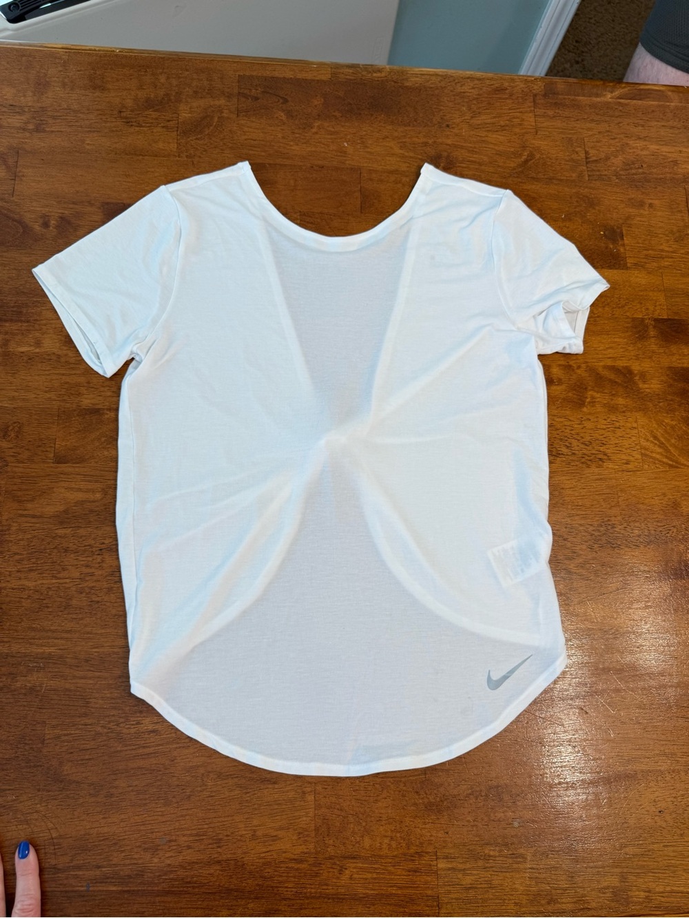 Nike Women's Dri-FIT Open Twist Back Mesh White Running Training Tee Top DJ0948